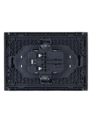 Розетка 2-м СП FORTE&PIANO FP525 10А без заземл. защ. шторки безвинт. крепл. сталь IEK FP-R23-10-1-K46 фото 3