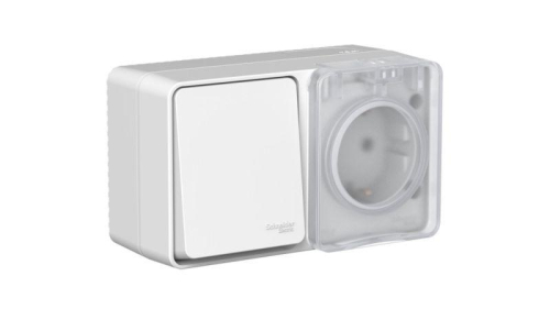 Блок ОП AtlasDesign PROFI IP54 (розетка 1-м 16А заземл. защ. шторки + 1-кл. выключатель 10А) сер. SE ATN543070 Блок ОП AtlasDesign PROFI IP54 (розетка 1-м 16А заземл. защ. шторки + 1-кл. выключатель 10А) сер. SE ATN543070