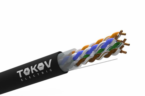 Кабель витая пара U/UTP 4х2х24AWG(0.51мм) кат.5E PE TOKOV PRO Fluke tested (м) TOKOV Eletrcic TKP-C05-U42-5E-305-OD
