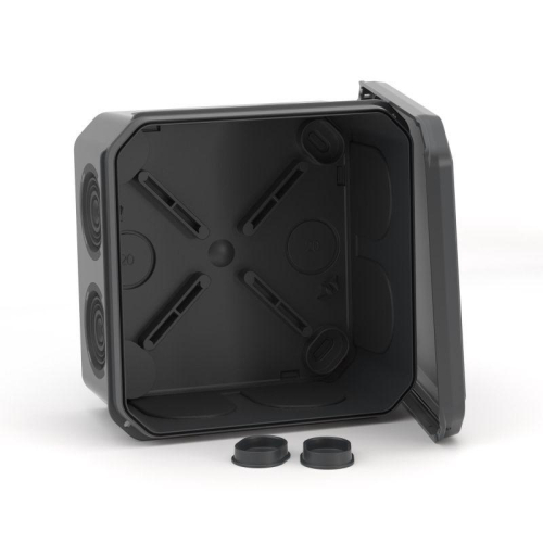 Коробка ответвительная с 8+2 кабельными вводамиd25/20мм IP55 100х100х50мм черн. DKC 53800B фото 2