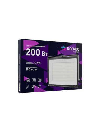 Прожектор светодиодный PREMIUM 200Вт 6500К 20000лм IP65 КОСМОС KOS_PR_LED_200 фото 4