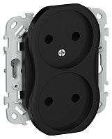 Розетка 2-м СП FLITE РС02-1-ФлЧ 10А без заземл. без защ. шторок безвинтовое крепление механизм черн. IEK FI-R20-10-1-K02
