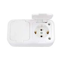 Розетка 2-м ОП 10А IP44 с заземл. бел. Bylectrica РА16-213