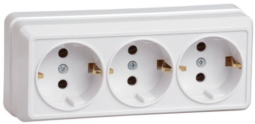 Розетка 3-м ОП Октава РС23-3-ОБ 16А IP20 с заземл. бел. GENERICA ERO31-K01-16-DC
