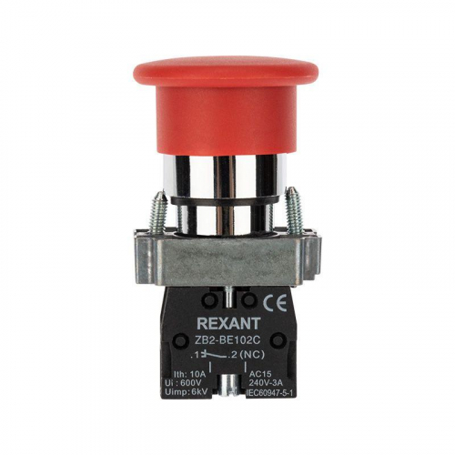 Кнопка грибовидная XB2-BS NC красн. Rexant 36-5543 фото 2