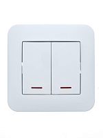 Выключатель 2-кл. 1п СП ASTI 10А IP20 с подсветкой в сборе бел. LEZARD 7081-0202-112