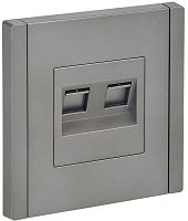 Розетка компьютерная 2-м RJ45 кат.5E FORTE&PIANO FP533 сталь IEK FP-K20-1-K46