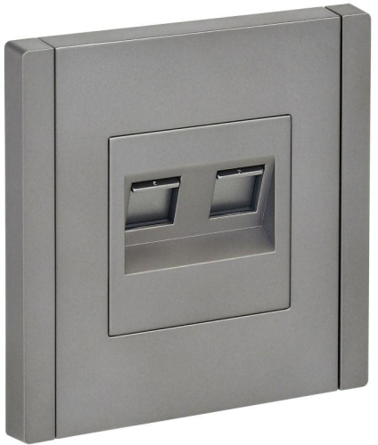 Розетка 2-м RJ11+RJ45 кат.5E FORTE&PIANO FP535 сталь IEK FP-KT20-O-1-K46