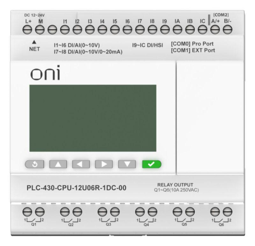 Модуль ЦПУ ПЛК 430 4 DI 6 UI (0-10В/DI) 2 UI (0-10В/0-20мА/DI) 6 RO 24В DC с Ethernet портом с экраном ONI PLC-430-CPU-12U06R-1DC-00 фото 2