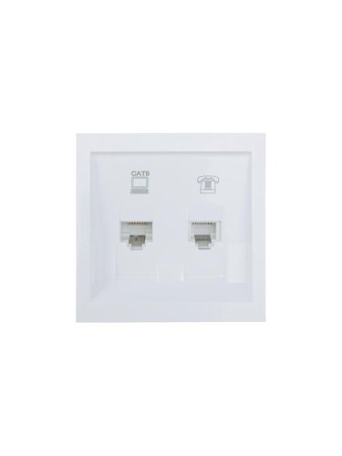 Розетка компьютер+телефон с модулем Cat 6 СП ZIMA бел. LEZARD 704-0288-144 фото 3