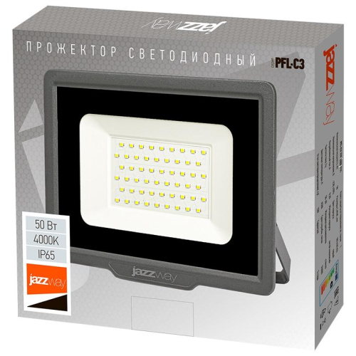 Прожектор светодиодный PFL-C3 50Вт 4000К IP65 ДО compact закален. прозр. стекло JazzWay 5045699 фото 5