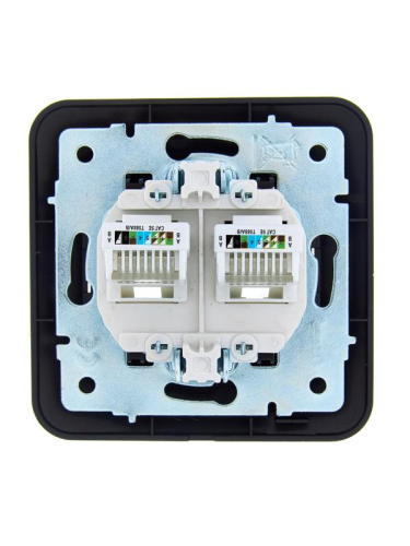 Розетка компьютерная 2-м СП ASTI IP20 RJ45 в сборе черн. бархат LEZARD 7081-4242-141 фото 2
