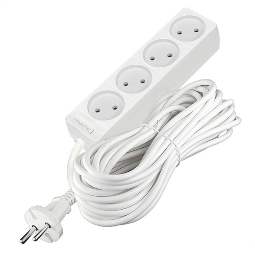 Удлинитель 4х10м без заземл. 10А IP20 2.2кВт ПВС 2х1 бел. DOMTOK 2355 фото 3 Удлинитель 4х10м без заземл. 10А IP20 2.2кВт ПВС 2х1 бел. DOMTOK 2355 фото 3