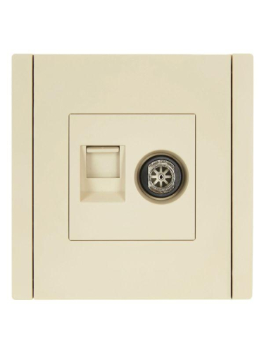 Розетка 2-м TV+RJ45 кат.6 FORTE&PIANO FP437 ваниль IEK FP-AK20-2-K10 фото 2
