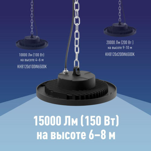 Светильник светодиодный UFO HIgh Bay 150Вт 6400К 174-265В для высоких пролетов КОСМОС KHB120d150W6500K фото 8 Светильник светодиодный UFO HIgh Bay 150Вт 6400К 174-265В для высоких пролетов КОСМОС KHB120d150W6500K фото 8