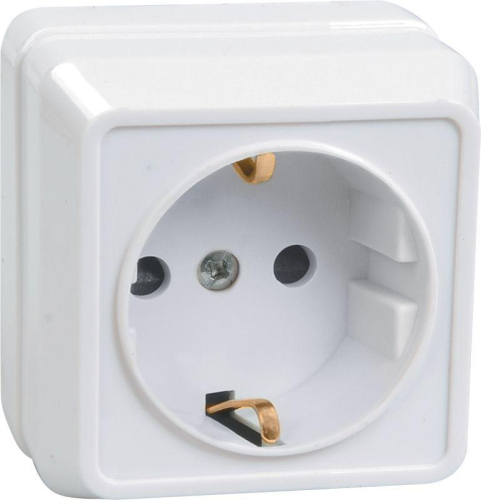 Розетка 1-м ОП Октава РС20-3-ОБ 16А IP20 с заземл. бел. GENERICA ERO11-K01-16-DC