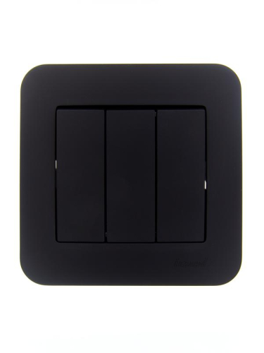 Выключатель 3-кл. 1п СП ASTI 10А IP20 в сборе черн. бархат LEZARD 7081-4242-109