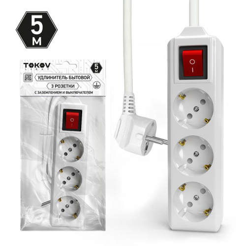 Удлинитель 3х5м с заземл. с выкл. 10А 3х1.5 TOKOV ELECTRIC TKL-C01-BU3-5-1.5-ZV Удлинитель 3х5м с заземл. с выкл. 10А 3х1.5 TOKOV ELECTRIC TKL-C01-BU3-5-1.5-ZV