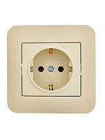 Розетка 1-м СП ASTI 16А IP20 с заземл. защ. шторки термопласт в сборе крем. LEZARD 7081-0303-124B