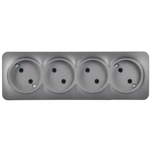 Розетка 4-м ОП GLORY РС24-2-ХСм 10А без заземл. без защ. шторок сталь матов. IEK ERH40-K46M-10 фото 2 Розетка 4-м ОП GLORY РС24-2-ХСм 10А без заземл. без защ. шторок сталь матов. IEK ERH40-K46M-10 фото 2