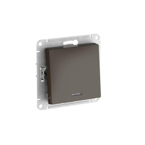 Переключатель 1-кл. AtlasDesign (сх. 6а) 10AX с подсветкой быстрозажим. клем. механизм мокко SE ATN000663S