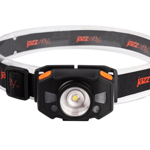 Фонарь аккумуляторный налобный AccuH1-L5WZ-og zoom LED 5Вт + 2хRED SMD IP54 5 режимов: 100проц. 180лм 3.5ч/50проц. 110лм 5.5ч/30проц. 65лм 15ч/красн. 28ч/мигающ. красн. 12ч аккум. 0.8А.ч управл. жестами черн./оранж. JazzWay 5036611 фото 8