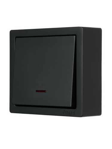 Выключатель 1-кл. ОП LETO с индикацией черн. бархат LEZARD 752-4200-111 фото 4