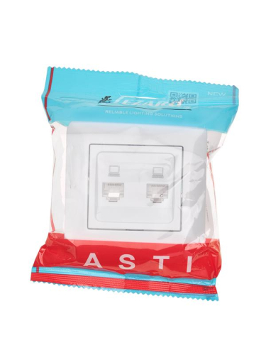 Розетка компьютерная 2-м СП ASTI IP20 RJ45 в сборе бел. LEZARD 7081-0202-141 фото 3
