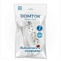 Удлинитель 3х7м с заземл. 16А IP20 3.5кВт ПВС 3х1 с выкл. бел. DOMTOK 2383 Удлинитель 3х7м с заземл. 16А IP20 3.5кВт ПВС 3х1 с выкл. бел. DOMTOK 2383