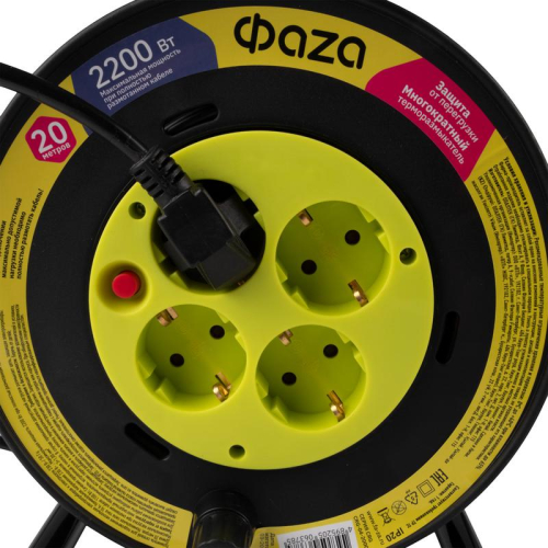 Удлинитель на катушке 4х20м с с заземл. CRG-04-2000 ФАZА 5063785 фото 3