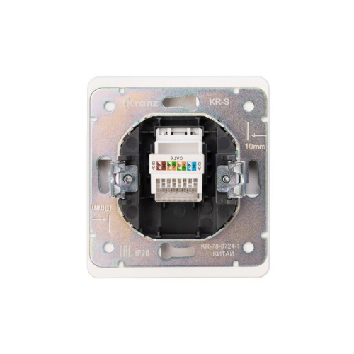 Розетка компьютерная СП ROUND MIELE RJ45 кат.6 перламутр Kranz KR-78-0724-1 фото 3