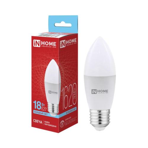 Лампа светодиодная LED-СВЕЧА-VC 18Вт свеча 6500К E27 1620лм 230В IN HOME 4690612065335 Лампа светодиодная LED-СВЕЧА-VC 18Вт свеча 6500К E27 1620лм 230В IN HOME 4690612065335