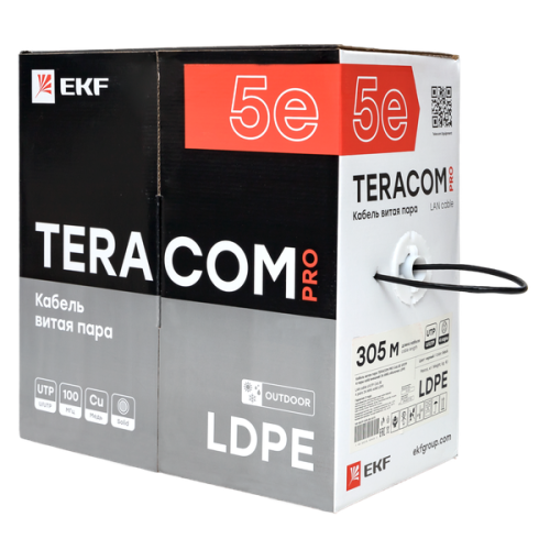 Кабель витая пара U/UTP кат.5E 4 пары 24 AWG solid внешн. LDPE черн. (м) TERACOM PRO EKF TRP-5EUTP-04PE-BK-OUT3 фото 6 Кабель витая пара U/UTP кат.5E 4 пары 24 AWG solid внешн. LDPE черн. (м) TERACOM PRO EKF TRP-5EUTP-04PE-BK-OUT3 фото 6