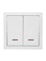 Выключатель 2-кл. ОП LETO 10А IP20 с индикацией бел. LEZARD 752-0200-112