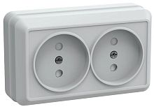 Розетка 2-м ОП Октава РСш22-2-ОБ 10А IP20 без заземл. защ. шторки бел. GENERICA ERO23-K01-10-DC