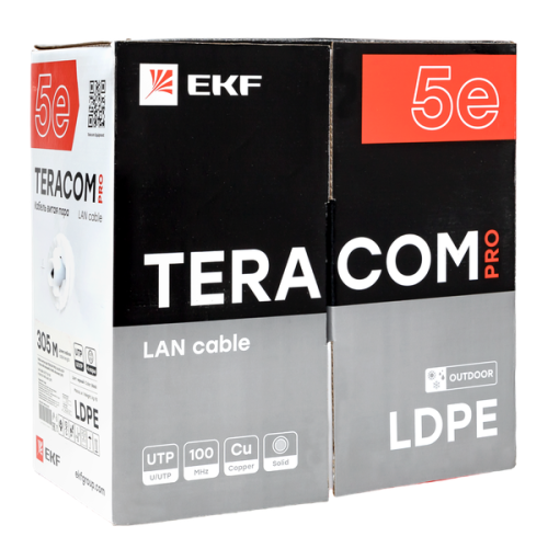 Кабель витая пара U/UTP кат.5E 4 пары 24 AWG solid внешн. LDPE черн. (м) TERACOM PRO EKF TRP-5EUTP-04PE-BK-OUT3 фото 7 Кабель витая пара U/UTP кат.5E 4 пары 24 AWG solid внешн. LDPE черн. (м) TERACOM PRO EKF TRP-5EUTP-04PE-BK-OUT3 фото 7