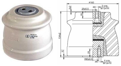 Изолятор опорный ИО-10-20 У3 Электрофарфор 00000266