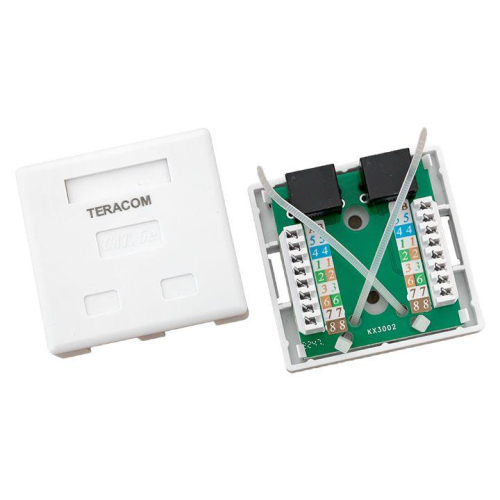 Розетка настенная TERACOM кат.5E неэкранированная 2 порта RJ-45 Dual IDC бел. EKF TRC-WBOX-2RJ45-5EUTP-WH фото 7