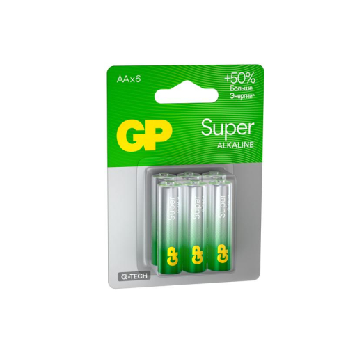 Элемент питания алкалиновый AA/LR6 1.5В Super Alkaline G-Tech 15AA21-2CRSBC6 36/720 (блист.6шт) GP 1228 фото 2 Элемент питания алкалиновый AA/LR6 1.5В Super Alkaline G-Tech 15AA21-2CRSBC6 36/720 (блист.6шт) GP 1228 фото 2