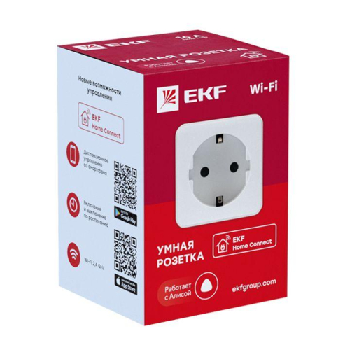 Розетка умная Wi-Fi 1-м 16А IP20 бел. Connect EKF RCS-1-WF фото 4