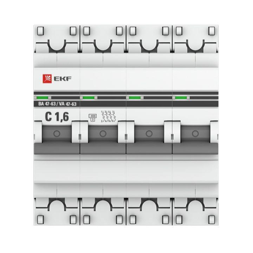 Выключатель автоматический модульный 4п C 1.6А 4.5кА ВА 47-63 PROxima EKF mcb4763-4-1.6C-pro фото 3