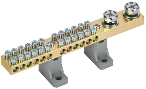 Шина нулевая N на двух угловых изоляторах 200А ШНИ-10х18-24-L2-С IEK YNN30-24-C2-K03 Шина нулевая N на двух угловых изоляторах 200А ШНИ-10х18-24-L2-С IEK YNN30-24-C2-K03