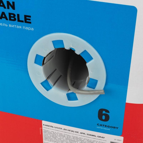 Кабель витая пара U/UTP кат.6 4х2х23AWG CU LSZH нг(А)-HF INDOOR SOLID сер. (305м) Rexant 01-0067 фото 5 Кабель витая пара U/UTP кат.6 4х2х23AWG CU LSZH нг(А)-HF INDOOR SOLID сер. (305м) Rexant 01-0067 фото 5