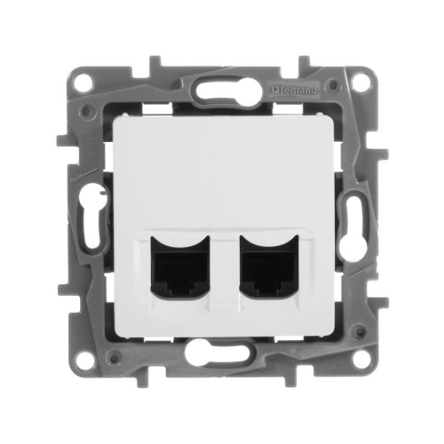 Розетка компьютерная 2-м СП Etika RJ45 кат.5E UTP механизм бел. IEK 672255 фото 3