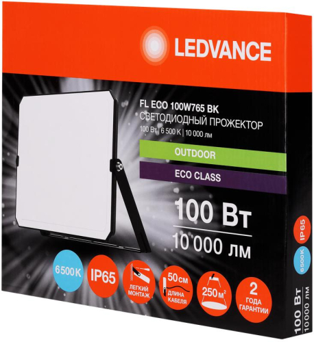 Прожектор светодиодный СДО FL ECO 100W 765 G4 уличный матов. стекло алюм. черн. LEDVANCE 4099854400179 фото 4 Прожектор светодиодный СДО FL ECO 100W 765 G4 уличный матов. стекло алюм. черн. LEDVANCE 4099854400179 фото 4
