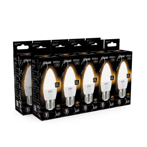 Лампа светодиодная Black 9.5Вт свеча 3000К тепл. бел. E27 890лм GAUSS 103102110 фото 3 Лампа светодиодная Black 9.5Вт свеча 3000К тепл. бел. E27 890лм GAUSS 103102110 фото 3