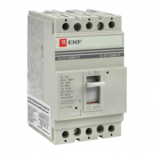 Выключатель автоматический 3п 125/20А 25кА ВА-99 PROxima EKF mccb99-125-20 Выключатель автоматический 3п 125/20А 25кА ВА-99 PROxima EKF mccb99-125-20
