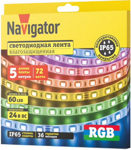 Лента светодиодная 95 314 NLS-5050RGB60-14.4-IP65-24V (уп.5м) Navigator 95314 фото 2