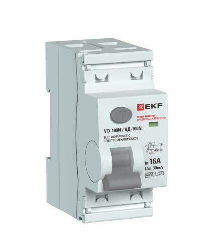 Выключатель дифференциального тока 2п 16А 30мА тип A 6кА ВД-100N электромех. PROxima EKF E1026MA1630 фото 2