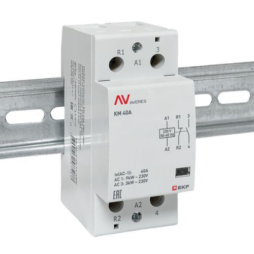 Контактор модульный КМ 40А 1NC+1NO 230В AC (2 мод.) AVERES EKF km-av-2-40-11-230V фото 2 Контактор модульный КМ 40А 1NC+1NO 230В AC (2 мод.) AVERES EKF km-av-2-40-11-230V фото 2
